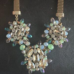 Nastasha Brand Multicolor Pastel Crystal & Rhinestones Beaded Clusters Necklace